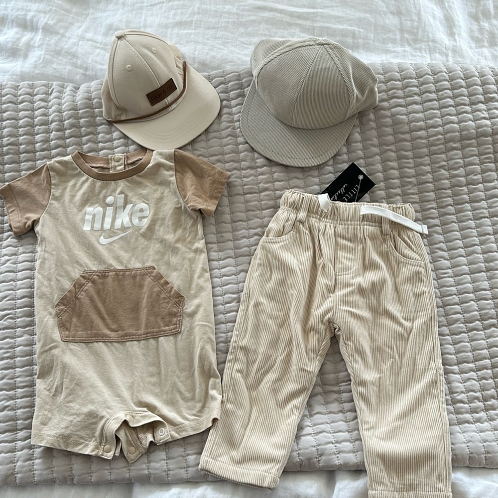 Neutral baby/toddler boy lot - George hats, little bipsy, cash n co